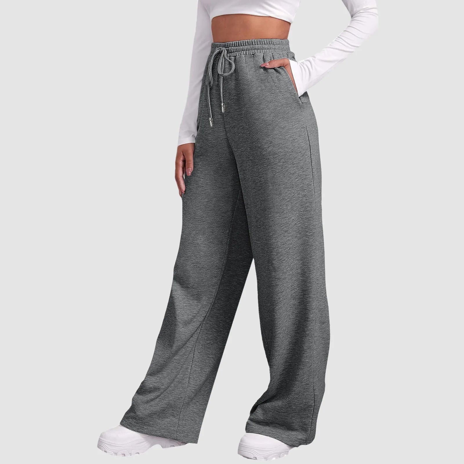 Wide Leg Pants for Women’S Fleece Lined Sweatpants Straight Pants Bottom All-Math Plain Fitness Joggers Pants Travel Basic